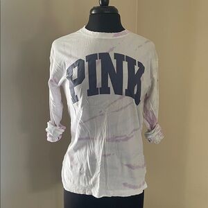 PINK Victoria's Secret White and Purple Long Sleeve Tee
